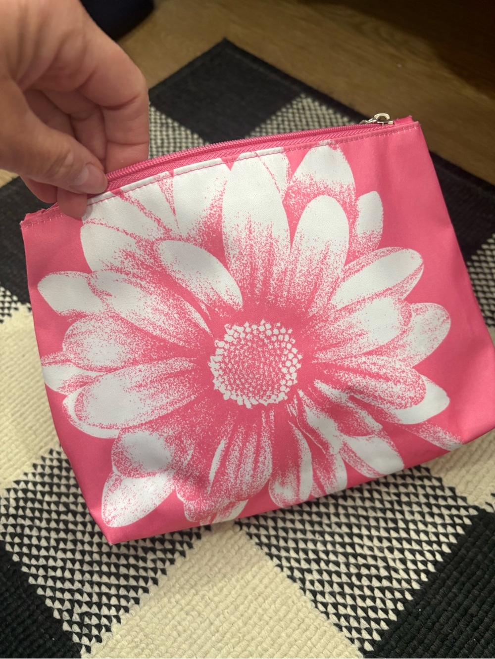 Pink Floral Zip Pouch - Women's Bag